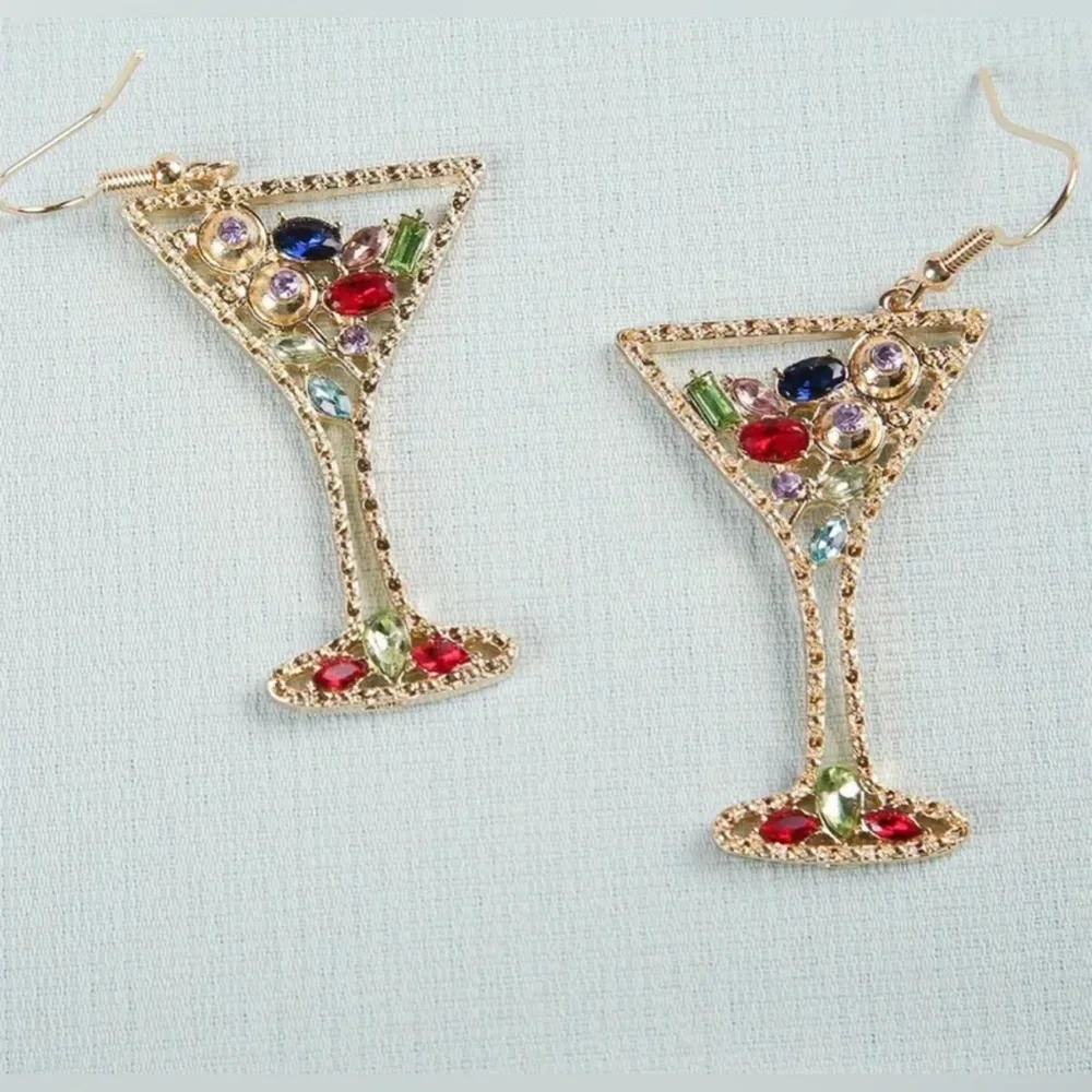 Champagne Glass Design Earrings - Picture 1 of 4